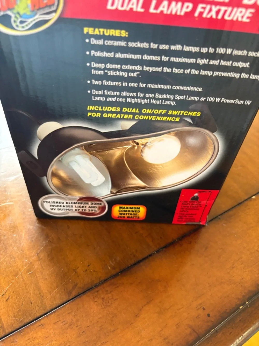 Mew Zoo Med Mini Combo Deep Dome Dual Lamp Fixture - Red/Black